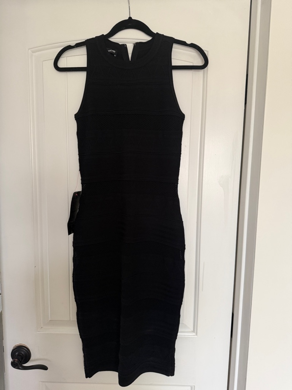 bebe Black Sleeveless Midi Bodycon Dress M